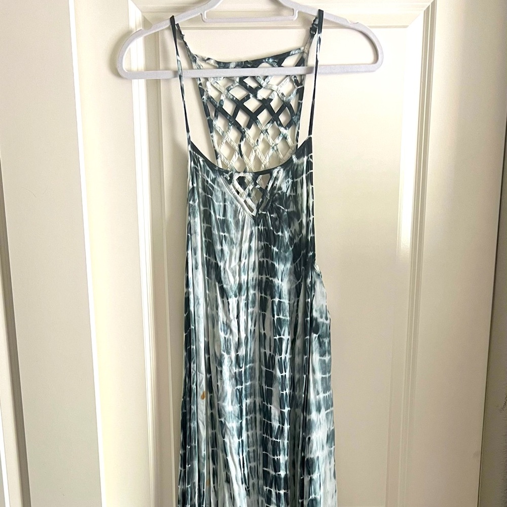 tie dye blue and white maxi dress L